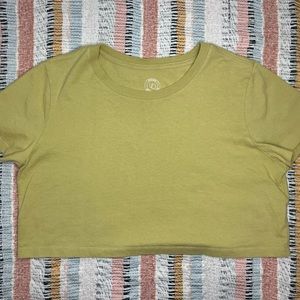 Urban Outfitters Women’s Extra Large Yellow / Green Cropped Cotton Tee